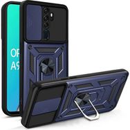 Gpack Oppo A5 2020 Tank Aramid Sürgülü Vega Yüzüklü Lacivert Kılıf