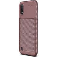 Gpack Samsung Galaxy A01 Negro Karbon Dizayn Nano Glass Kahverengi Silikon Cep Telefonu Kılıf