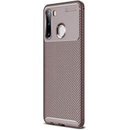 Gpack Samsung Galaxy A11 Negro Karbon Dizayn Silikon Kahverengi Cep Telefonu Kılıfı