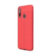Gpack Samsung Galaxy A20s Niss Deri Görünümlü Kırmızı Silikon Kılıf