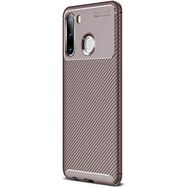 Gpack Samsung Galaxy A21s Negro Karbon Dizayn Silikon Kahverengi Kılıf