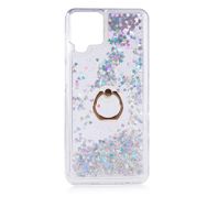 Gpack Samsung Galaxy M32 4G Milce Sulu Yüzüklü Silikon Arka Kapak Gümüş Kılıf