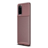 Gpack Samsung Galaxy S20+ Plus Negro Karbon Dizayn Silikon Kahverengi Kılıf