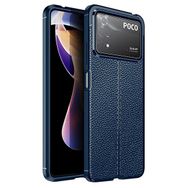 Gpack Xiaomi Poco X4 Pro 5G Niss Silikon Deri Görünümlü Korumalı Lacivert Kılıf