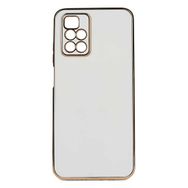 Gpack Xiaomi Redmi 10 Bark Parlak Silikon Renkli Kenarları Rose Beyaz Kılıf