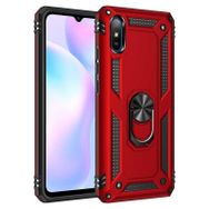 Gpack Xiaomi Redmi 9A Tank Koruma Vega Standlı Yüzüklü Mıknatıslı Kırmızı Kılıf