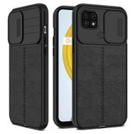 Gpack Xiaomi Redmi 9C Kamera Sürgülü Deri Dokulu Mat Silikon Siyah Kılıf