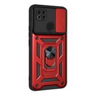 Gpack Xiaomi Redmi 9C Tank Aramid Sürgülü Vega Yüzüklü Kırmızı Kılıf