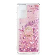 Gpack Xiaomi Redmi 9T Milce Sulu Yüzüklü Simli Silikon Arka Kapak Pembe Kılıf