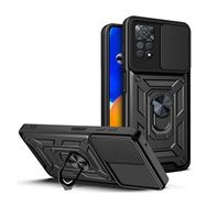Gpack Xiaomi Redmi Note 11 Pro Sert Silikon Tank Aramid Sürgülü Vega Yüzüklü Siyah Kılıf