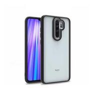 Gpack Xiaomi Redmi Note 8 Pro Flora Sert Silikon Arkası Cam Şeffaf Siyah Cep Telefonu Kılıfı