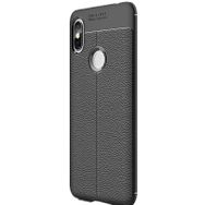 Gpack Xiaomi Redmi S2 Niss Deri Dokumalı Koruyucu Siyah Silikon Kılıf