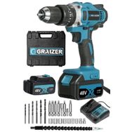 Graizer Alman Mavi 48 V 5 Ah 13 Mm Metal Mandren Darbeli Çift Akülü Vidalama Matkap + 27 Parça Pro Set