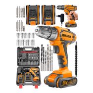 Graizer Alman Turuncu V-tec 58 V 5 Ah Çelik Motor Çelik Şanzuman Darbeli Şarjlı Çift Akülü Vidalama Matkap