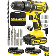 Graizer Germany Technology Hybrid 58 V 5 Ah Darbeli Çift Akülü Vidalama Metal Şanzuman Şarjlı Matkap