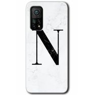 Gramaphone Mi 10T Hd Desen Baskılı Arka Kapak Beyaz Mermer Desenli N Harfi Kılıf