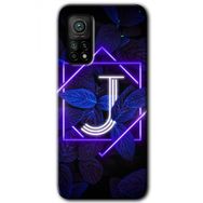 Gramaphone Mi 10T Hd Desen Baskılı Arka Kapak Dark Neon Yaprak J Harfi Kılıf