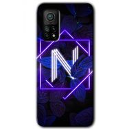Gramaphone Mi 10T Hd Desen Baskılı Arka Kapak Dark Neon Yaprak N Harfi Kılıf