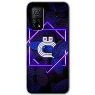 Gramaphone Mi 10T Hd Desen Baskılı Arka Kapak Dark Neon Yaprak O Harfi Kılıf