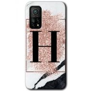 Gramaphone Mi 10T Hd Desen Baskılı Arka Kapak Pembe Mermer Desenli H Harfi Kılıf