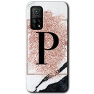 Gramaphone Mi 10T Hd Desen Baskılı Arka Kapak Pembe Mermer Desenli P Harfi Kılıf