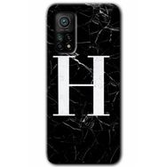 Gramaphone Mi 10T Hd Desen Baskılı Arka Kapak Siyah Mermer Desenli H Harfi Kılıf
