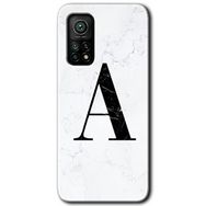 Gramaphone Mi 10T Pro Hd Desen Baskılı Arka Kapak Beyaz Mermer Desenli A Harfi Kılıf
