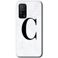 Gramaphone Mi 10T Pro Hd Desen Baskılı Arka Kapak Beyaz Mermer Desenli C Harfi Kılıf
