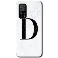 Gramaphone Mi 10T Pro Hd Desen Baskılı Arka Kapak Beyaz Mermer Desenli D Harfi Kılıf