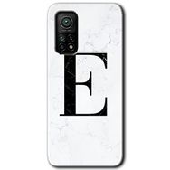 Gramaphone Mi 10T Pro Hd Desen Baskılı Arka Kapak Beyaz Mermer Desenli E Harfi Kılıf