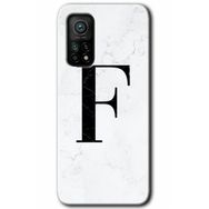 Gramaphone Mi 10T Pro Hd Desen Baskılı Arka Kapak Beyaz Mermer Desenli F Harfi Kılıf