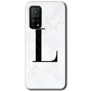 Gramaphone Mi 10T Pro Hd Desen Baskılı Arka Kapak Beyaz Mermer Desenli L Harfi Kılıf