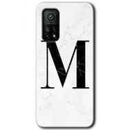 Gramaphone Mi 10T Pro Hd Desen Baskılı Arka Kapak Beyaz Mermer Desenli M Harfi Kılıf