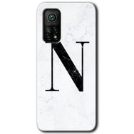 Gramaphone Mi 10T Pro Hd Desen Baskılı Arka Kapak Beyaz Mermer Desenli N Harfi Kılıf