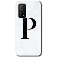 Gramaphone Mi 10T Pro Hd Desen Baskılı Arka Kapak Beyaz Mermer Desenli P Harfi Kılıf