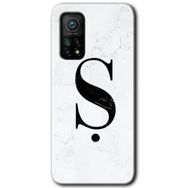 Gramaphone Mi 10T Pro Hd Desen Baskılı Arka Kapak Beyaz Mermer Desenli Ş Harfi Kılıf