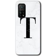 Gramaphone Mi 10T Pro Hd Desen Baskılı Arka Kapak Beyaz Mermer Desenli T Harfi Kılıf
