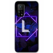 Gramaphone Mi 10T Pro Hd Desen Baskılı Arka Kapak Dark Neon Yaprak L Harfi Kılıf