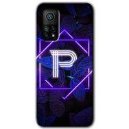 Gramaphone Mi 10T Pro Hd Desen Baskılı Arka Kapak Dark Neon Yaprak P Harfi Kılıf