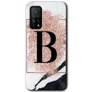 Gramaphone Mi 10T Pro Hd Desen Baskılı Arka Kapak Pembe Mermer Desenli B Harfi Kılıf
