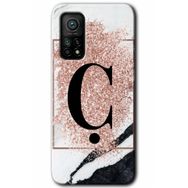 Gramaphone Mi 10T Pro Hd Desen Baskılı Arka Kapak Pembe Mermer Desenli Ç Harfi Kılıf