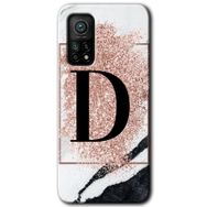 Gramaphone Mi 10T Pro Hd Desen Baskılı Arka Kapak Pembe Mermer Desenli D Harfi Kılıf