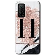 Gramaphone Mi 10T Pro Hd Desen Baskılı Arka Kapak Pembe Mermer Desenli H Harfi Kılıf