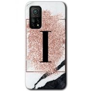Gramaphone Mi 10T Pro Hd Desen Baskılı Arka Kapak Pembe Mermer Desenli İ Harfi Kılıf