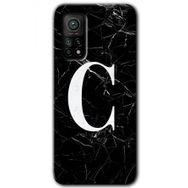 Gramaphone Mi 10T Pro Hd Desen Baskılı Arka Kapak Siyah Mermer Desenli C Harfi Kılıf