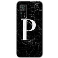 Gramaphone Mi 10T Pro Hd Desen Baskılı Arka Kapak Siyah Mermer Desenli P Harfi Kılıf