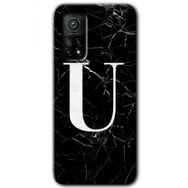 Gramaphone Mi 10T Pro Hd Desen Baskılı Arka Kapak Siyah Mermer Desenli Ü Harfi Kılıf