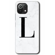 Gramaphone Mi 11 Lite Hd Desen Baskılı Arka Kapak Beyaz Mermer Desenli L Harfi Kılıf