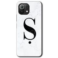 Gramaphone Mi 11 Lite Hd Desen Baskılı Arka Kapak Beyaz Mermer Desenli Ş Harfi Kılıf