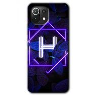 Gramaphone Mi 11 Lite Hd Desen Baskılı Arka Kapak Dark Neon Yaprak H Harfi Kılıf